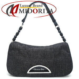 Christian Dior Marispearl Hobo Shoulder Bag Monogram Denim Leather Black